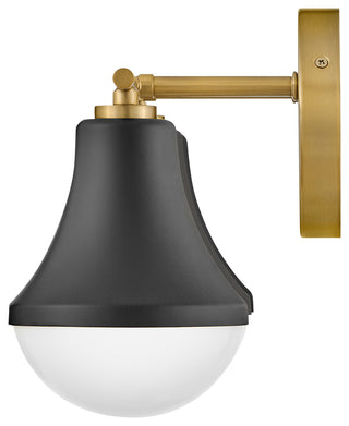 Lark Haddie 24" Modern Three-Light Bath Vanity, Black + Lacquered Brass