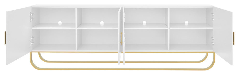 Nicole Miller Jacelynn Sideboard, White/Gold, 4-Door