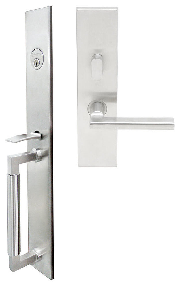 Sunrise Lever, Mortise Entry Handleset, Satin Stainless Steel, Left Hand Reverse