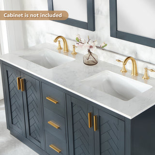 Engineered Stone Vanity Top in Grain White, 61", Double Sink