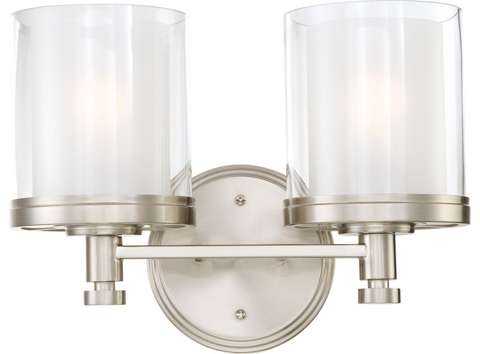 Nuvo 2-Light Decker Vanity and Wall Light Fixture, Brushed Nickel