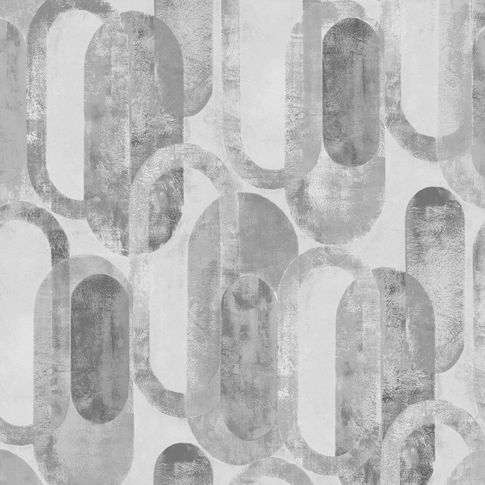 Sublime Oval Shapes Wallpaper, Grey