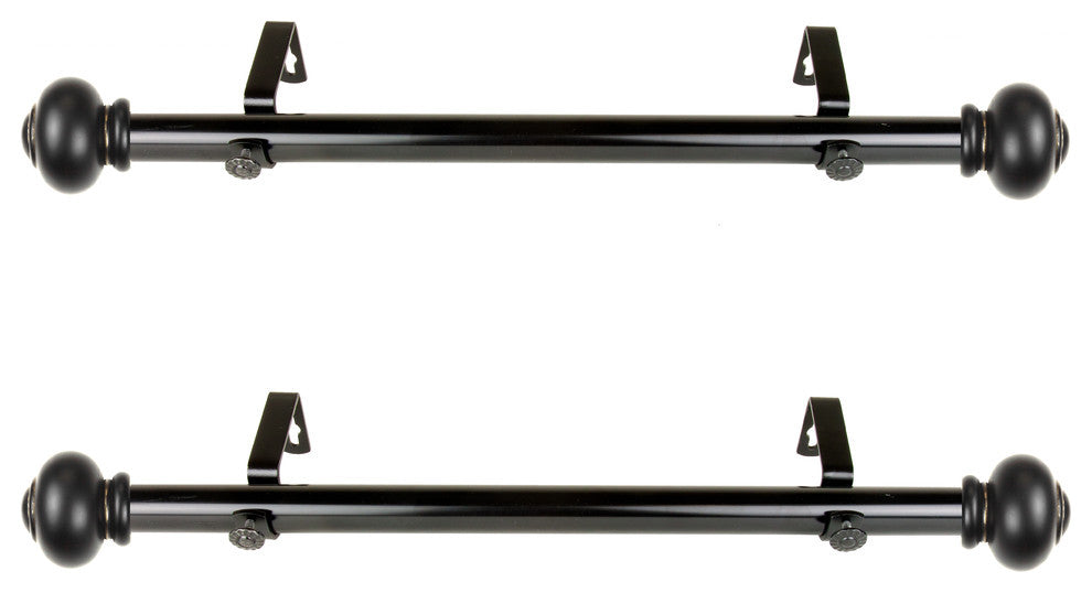 Dani 1" Diameter Side Curtain Rod 12-20" Long, Set of 2, Black