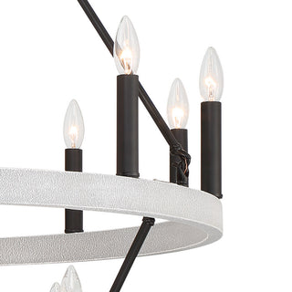 Vanity Art 20-Light Wagon Wheel Chandelier, Crackle White+classic Black