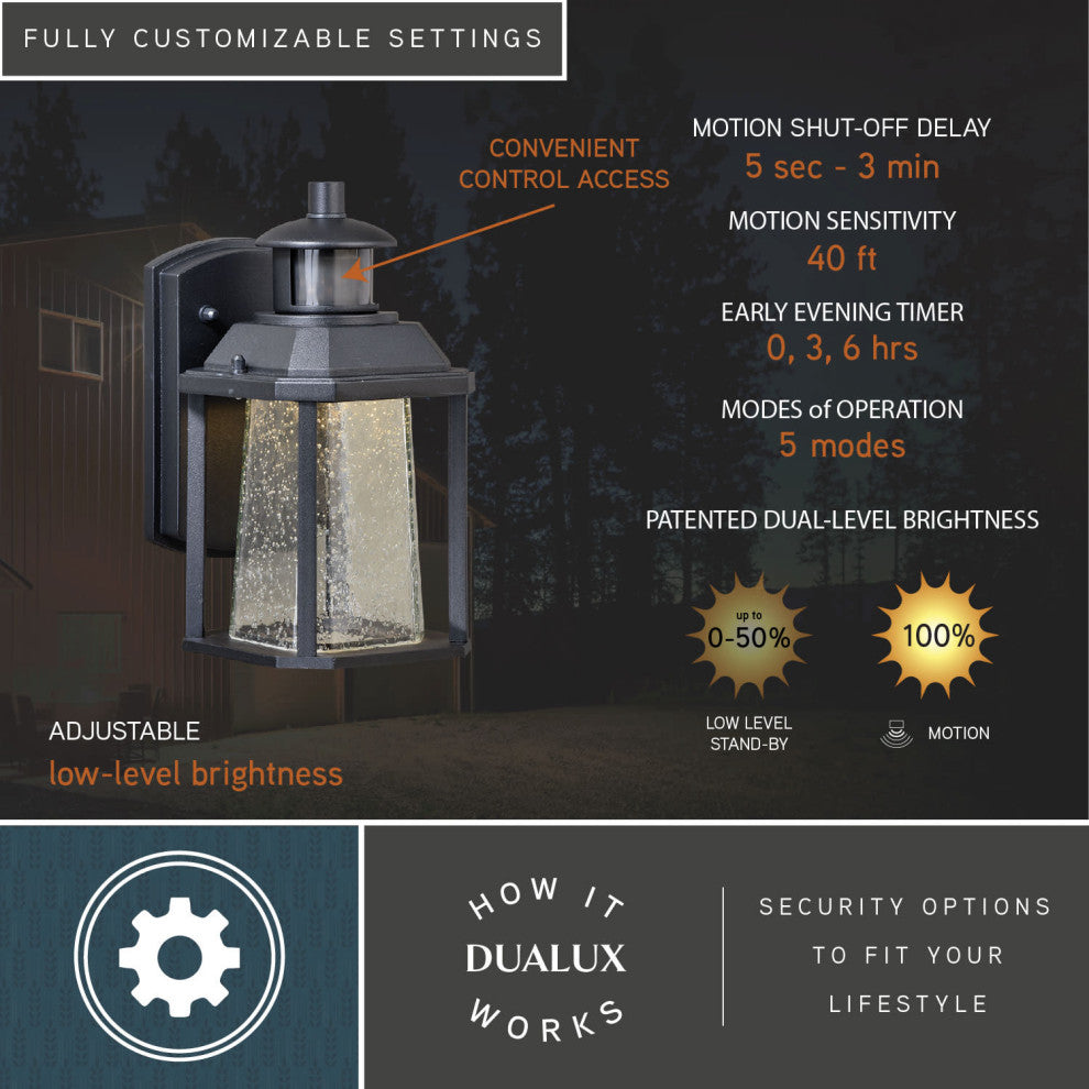 Freeport LED Motion Sensor Dusk to Dawn Outdoor Wall Light Textured Black