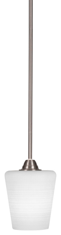 Paramount 1-Light Mini Pendant, Brushed Nickel, 6" White Matrix Glass