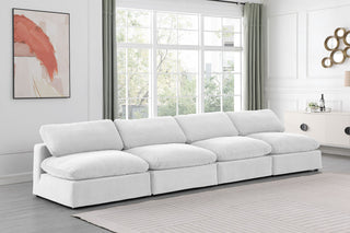 Comfy Upholstered Modular Sofa, Cream, 4-Piece: 4 Armless Chair, Velvet
