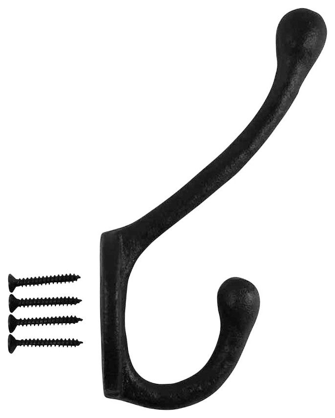 10 Wrought Iron Double Hook Black for Coats Towels Robes |