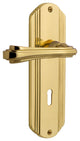 Deco Plate With Keyhole Fleur Lever, Unlacquered Brass, Left-Handed