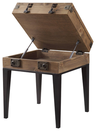 Kolin Accent Table, Rustic Oak and Matt Gray Metal