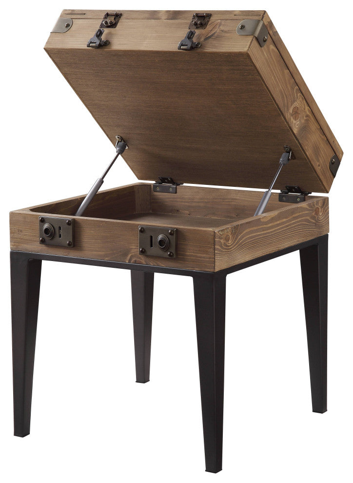 Kolin Accent Table, Rustic Oak and Matt Gray Metal