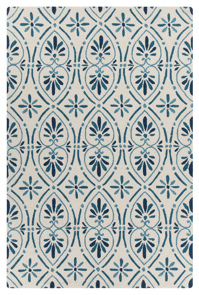 Terra Area Rug, Blue and Cream, 5'x7'6"