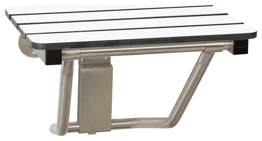 Phenolic White 3" Slats Folding Wall Mount Shower Seat Bench, ADA Compliant, 24"
