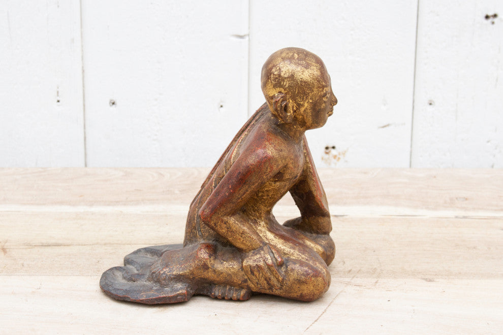 Small Carved & Painted Monk Figure