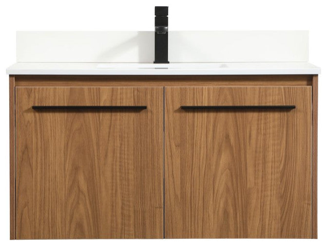 VF44536WB-BS 36" Single Bathroom Vanity, Walnut Brown With Backsplash