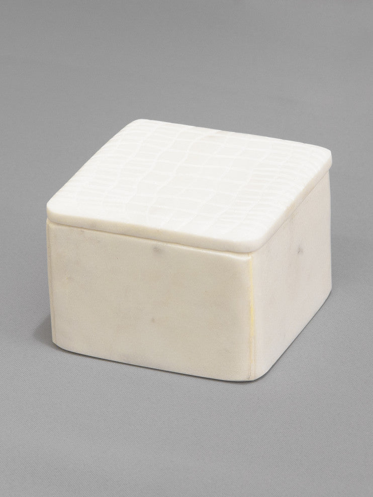 White Marble Box, Lid, Small