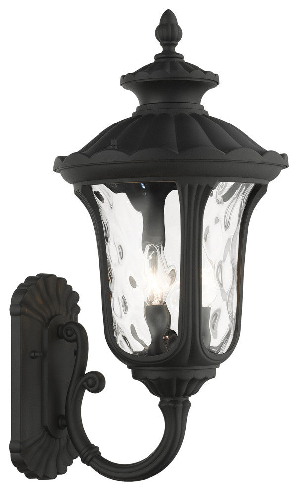 Textured Black Traditional, Victorian, Sculptural, Outdoor Wall Lantern
