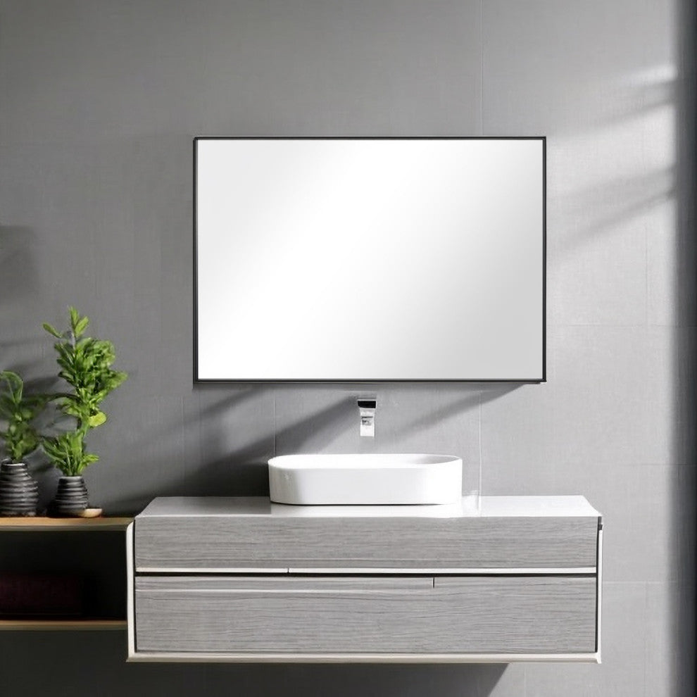 Rectangle Framed Bathroom Vanity Mirror Accent Wall Mirror, Black, 24"x32"