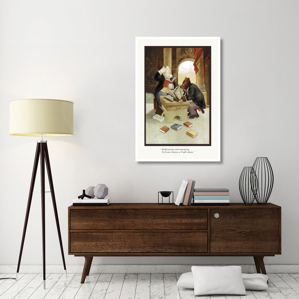 "Teddy Roosevelt's Bears: Teddy B and Teddy G Studying Latin" Paper Art, 34"x50"
