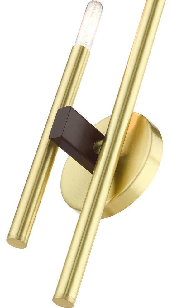 Satin Brass Mid Century Modern, Urban, Scandinavian, Minimal Double Sconce