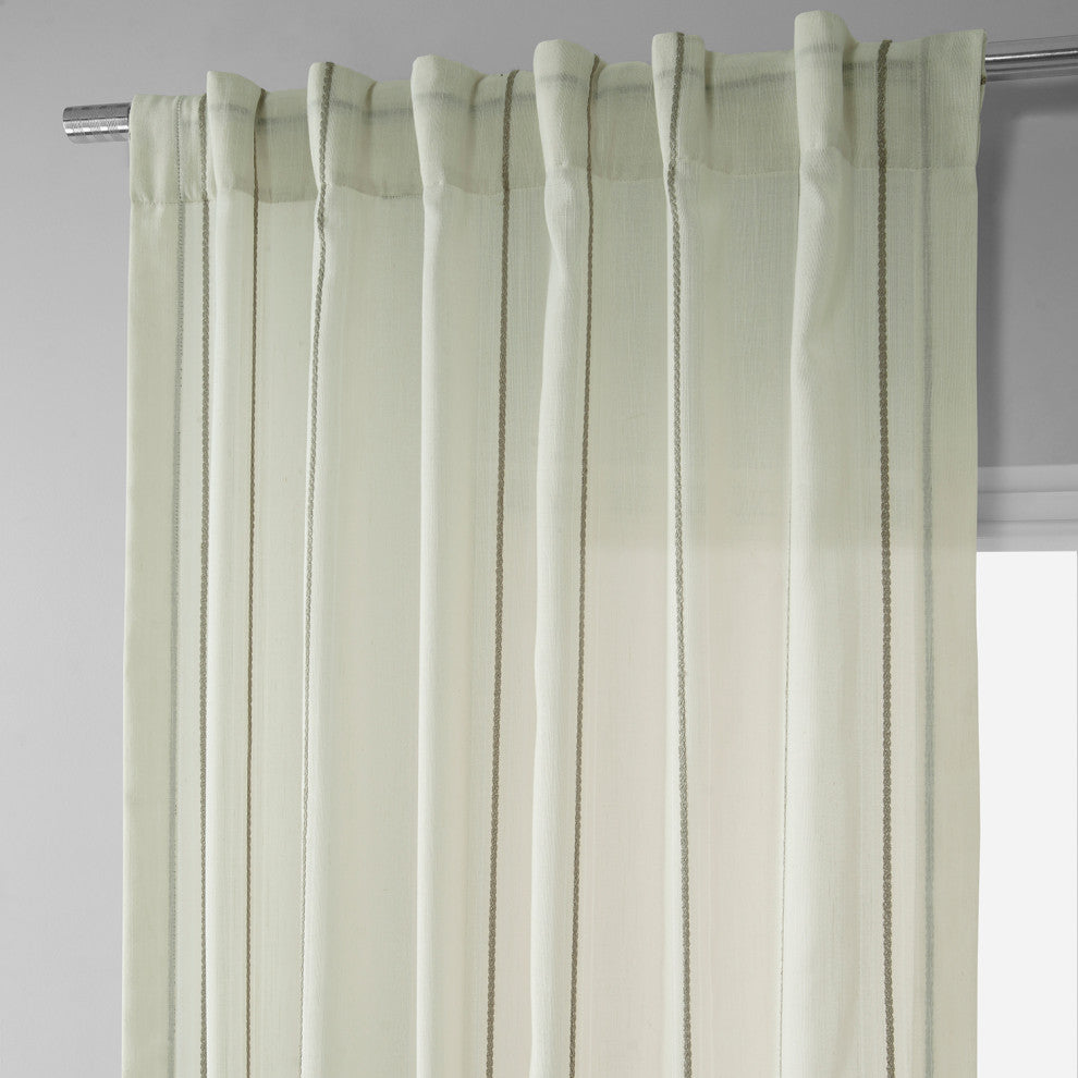 Aruba Gold Striped Linen Sheer Curtain Single Panel, 50"x108"