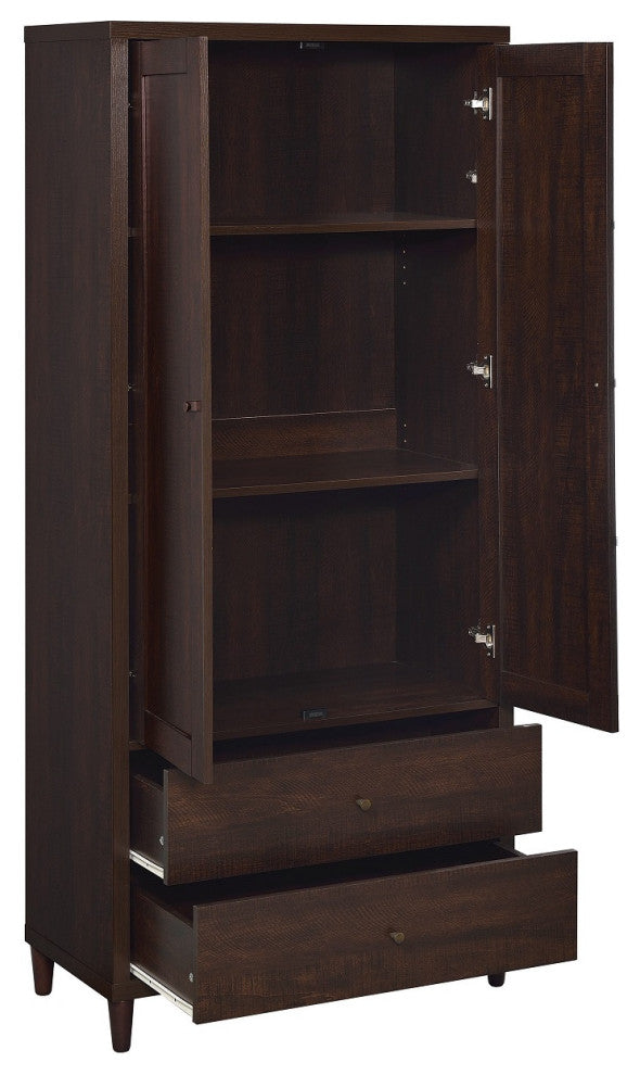 Tall Cabinet With 2 Drawers, Rustic Tobacco