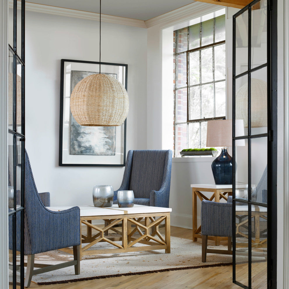 Uttermost 21536 Seagrass 24"W Shaded Single Pendant Large - Antique Brass