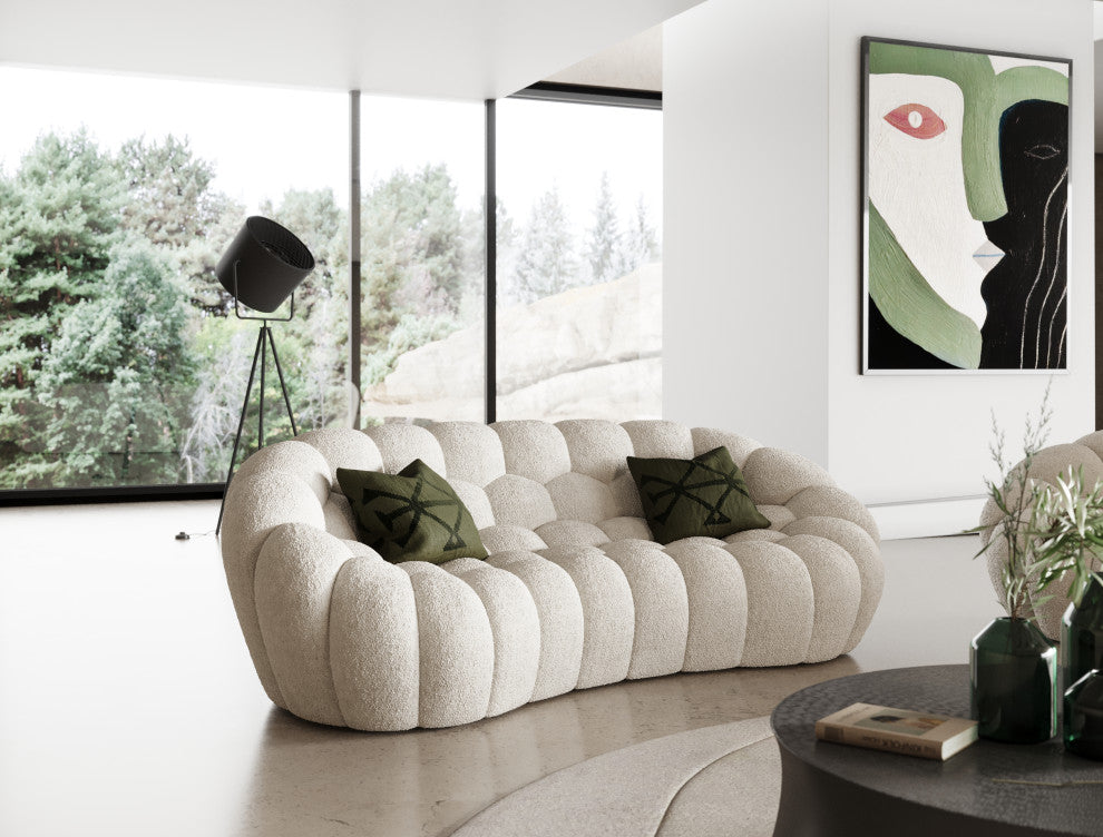 Divani Casa Yolonda Modern Curved Off-White Fabric Loveseat