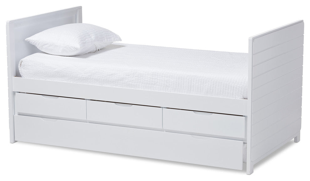 Linna Walnut Twin Daybed With Trundle, White