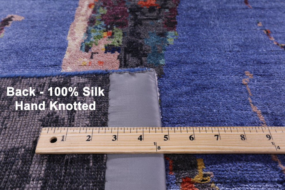 8' 10" X 12' 4" Modern Parrots Design Hand Knotted Silk Rug Q11601