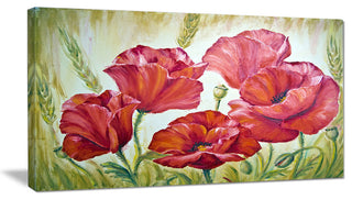 "Poppies in Wheat" Wall Art Canvas, 32"x16"