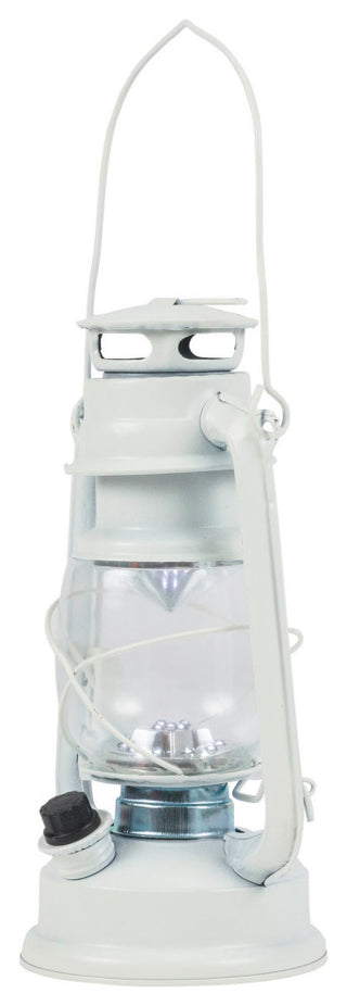 Indoor/Outdoor White Hurricane Lantern, Cool White LED Lights