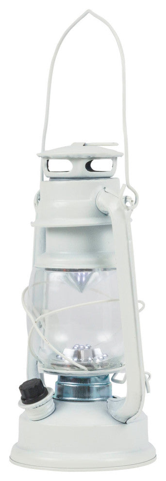 Indoor/Outdoor White Hurricane Lantern, Cool White LED Lights