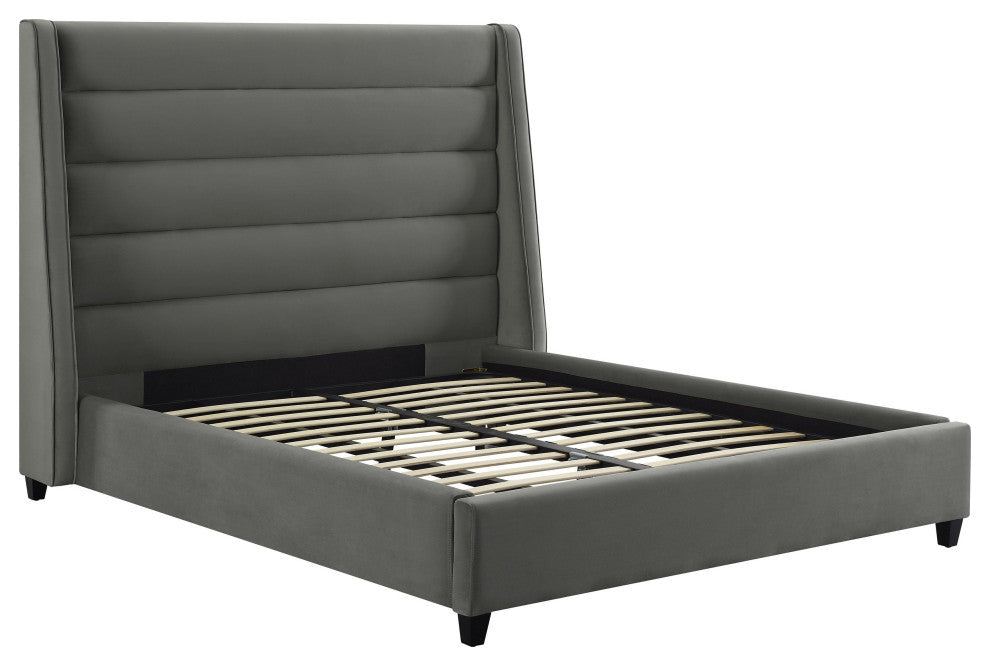 TOV Furniture Koah Grey Velvet Bed in King