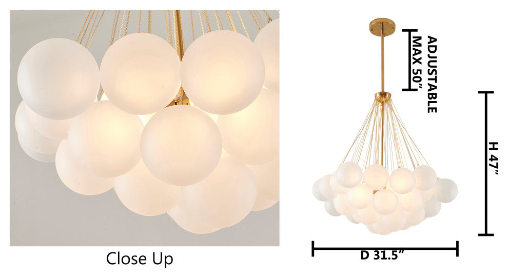 Gold Metal Chandelier With Frosted Glass Shades