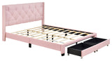 Gewnee Queen Size Storage Bed Linen Upholstered Platform Bed