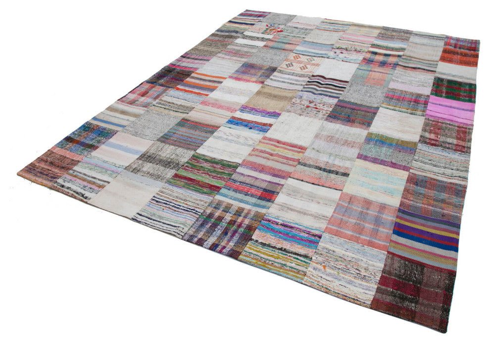 Rug N Carpet - Handmade Turkish 7' 10'' x 9' 10'' Rustic Patchwork Kilim Rug