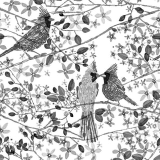 Cardinal's Embrace Wallcovering, Black & White, Roll, Traditional