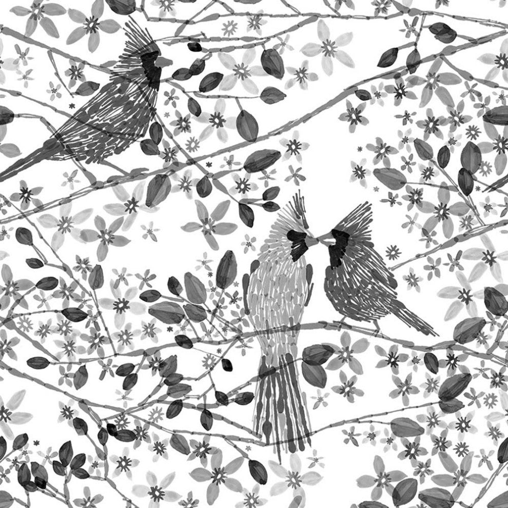 Cardinal's Embrace Wallcovering, Black & White, Roll, Traditional