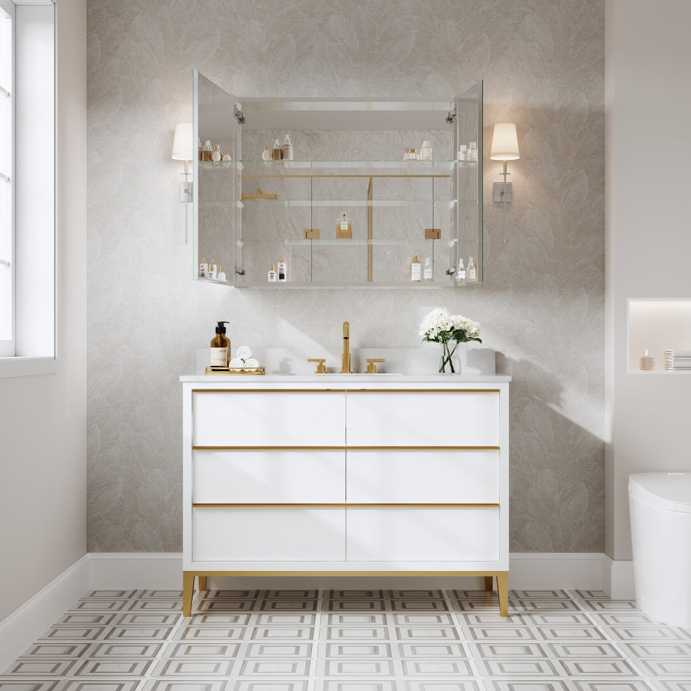 Recessed/Surface Mount Bathroom Medicine Cabinet, Soft-Close Blum Hinges, 36"x30", Dual Swing