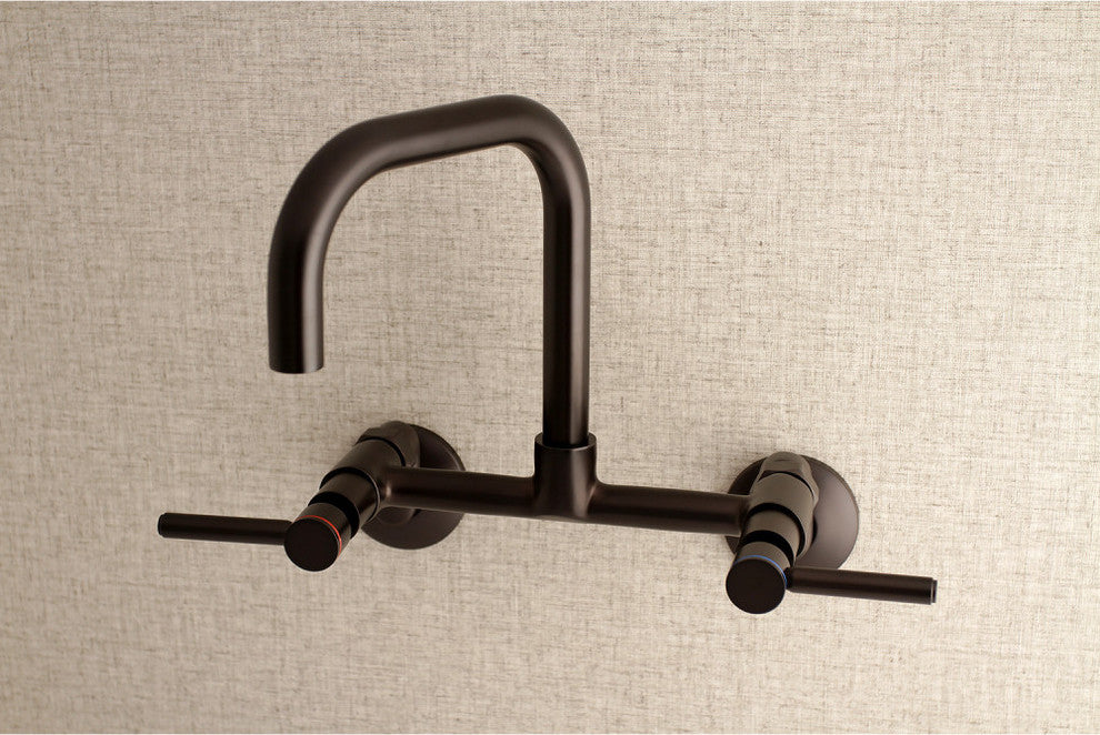 Kingston Brass Two-Handle Wall Mount Kitchen Faucet, Oil Rubbed Bronze