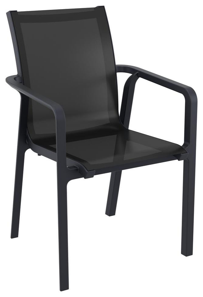 Pacific Sling Arm Chair Black Frame Black Sling, Set of 2