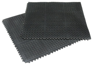 Rubber-Cal "Revolution Diamond-Plate" Interlocking Floor-12mmx36"x36"-2pk