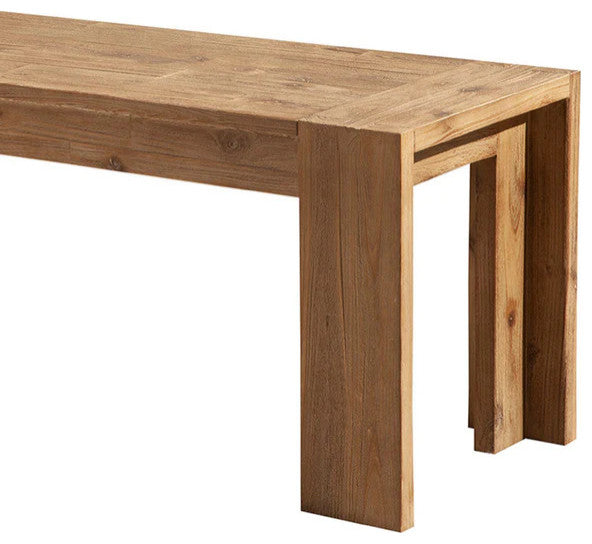 Benzara BM186134 Solid Acacia Wood Bench with Bracket Legs, Brown