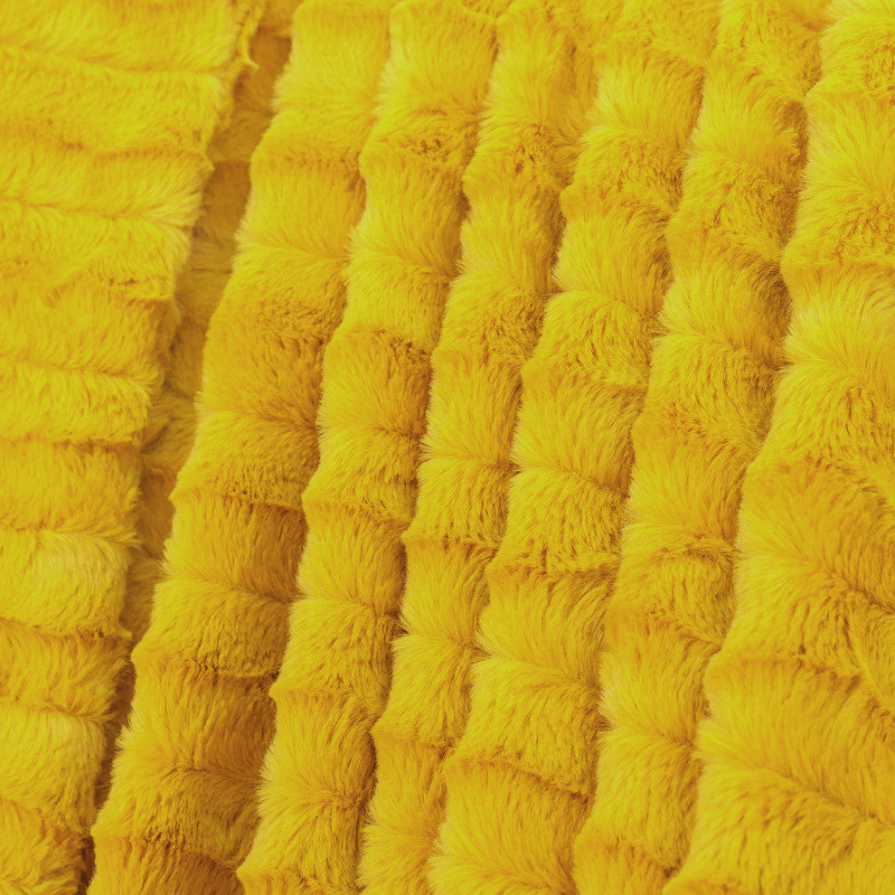 Derby Jumbo Over-Sized Double Sided Faux Fur Throw Blanket, Lemon, 60"x80"