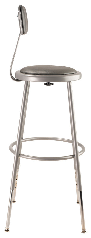 NPS 25"-33" Height Adjustable Vinyl Padded Steel Stool With Backrest, Grey