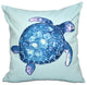 Sea Turtle, Animal Print Outdoor Pillow, Aqua, 18"x18"