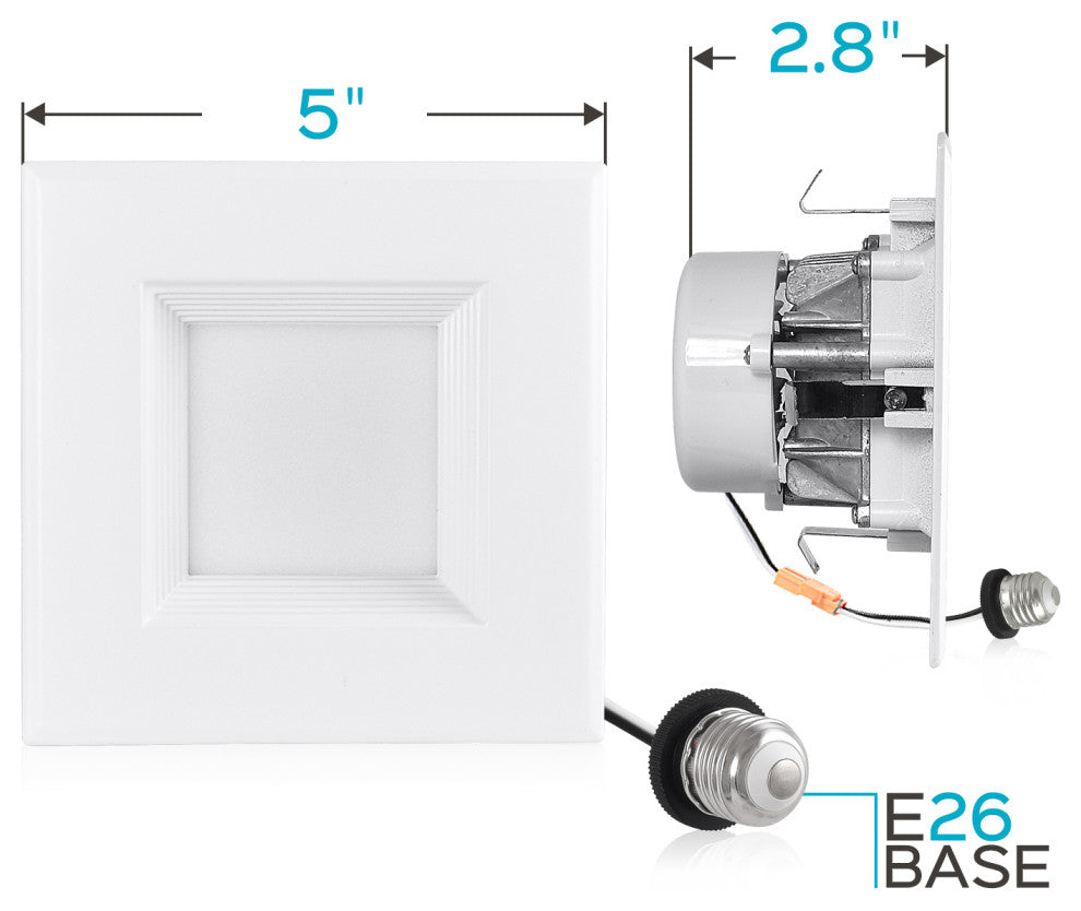 4" Square LED Recessed Light 10W Bright White 650lm 4-Pack