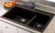 Radius 33" silQ Granite Double Bowl Kitchen Sink with 1 Hole in Espresso