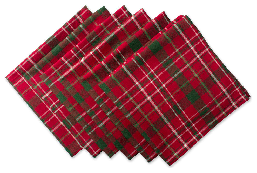 Design Imports Tartan Holly Plaid Table Runner and Napkin Set
